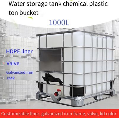 Plastikowe pojemniki na wodę o pojemności 1000 litrów HDPE Biały zbiornik IBC do przechowywania chemikaliów