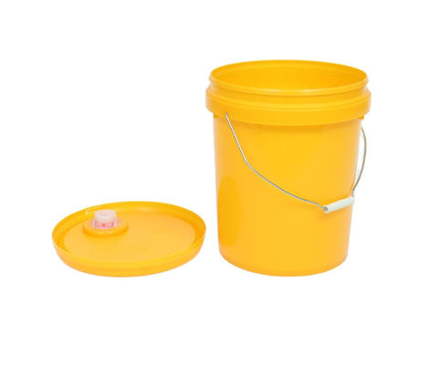 20-litrowe plastikowe wiadro z farbą o pojemności 20 litrów, cylindryczne, zagęszczone do przechowywania